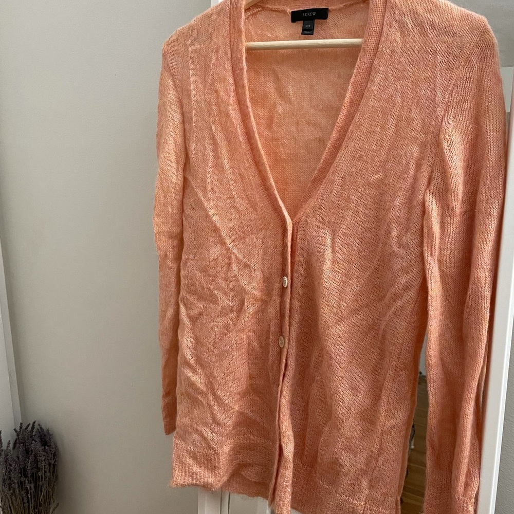 Jcrew 50% mohair cardigan in salmon pink